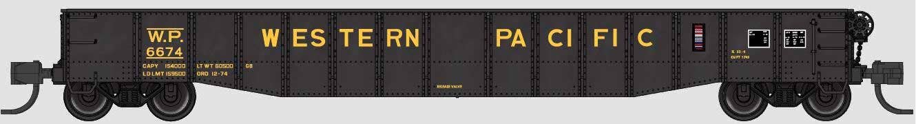 Bluford Shops N 52171 52'6" 15-Panel Mill Gondola - Lightly Dented Sides - Western Pacific #6738 (black, yellow)