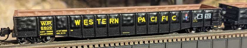 Bluford Shops N 52174 52'6" 15-Panel Mill Gondola - Medium Dented Sides - Western Pacific #6609 (black, yellow)