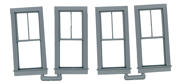 Grandt Line Products 3766 Double-Hung Windows -- 2-Over-1, Scale 28 x 64" 71.1 x 163cm pkg(4)