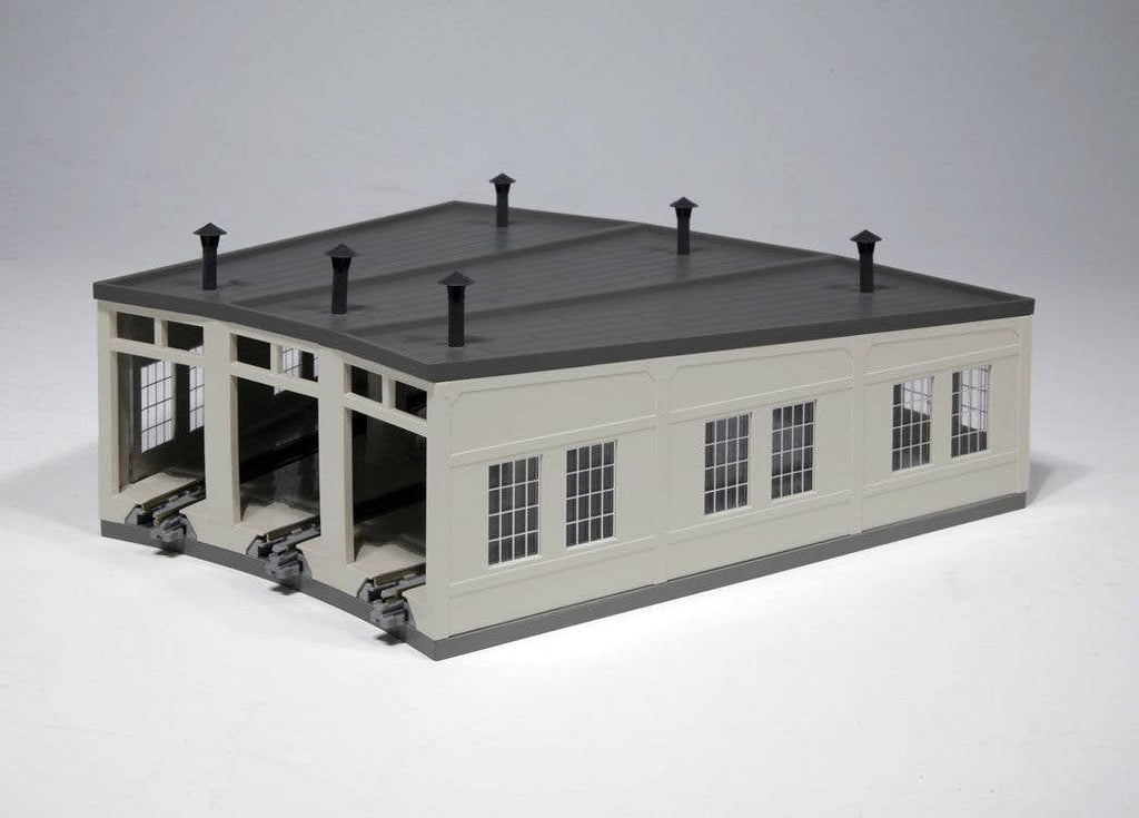 Kato N 23240 Three-Stall Concrete Roundhouse - Kit - 7-7/8" 20cm Deep, 10-Degree Stalls