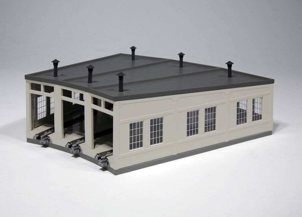 Kato N 23240 Three-Stall Concrete Roundhouse - Kit - 7-7/8" 20cm Deep, 10-Degree Stalls