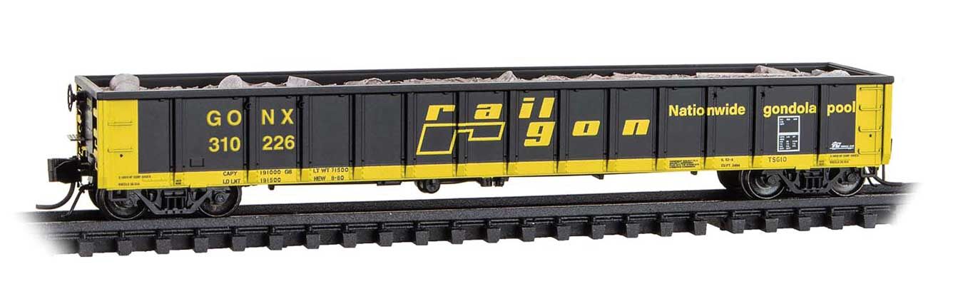 Micro Trains N 17000011 52'6" Greenville 2494 Mill Gondola - Railgon GONX #310226 (black, yellow)