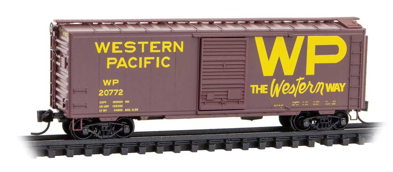 Micro Trains N 2000518 40' Single-Door Boxcar - Western Pacific #20772 (Boxcar Red, yellow, Script Western Way Slogan)