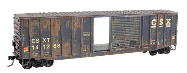 Micro Trains HO 5600005 50' Exterior-Post Modern Boxcar - Kit - CSX #141288 (Weathered, blue, yellow)