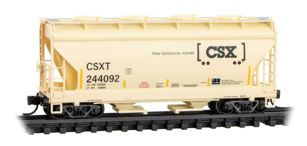 Micro Trains N 9200650 ACF 39' 2-Bay Center-Flow Covered Hopper - Round Hatches - CSX #244092 (beige, black, Boxcar Logo)