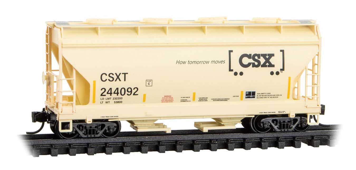 Micro Trains N 9200650 ACF 39' 2-Bay Center-Flow Covered Hopper - Round Hatches - CSX #244092 (beige, black, Boxcar Logo)