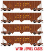 Micro Trains N 98300229 100-Ton 3-Bay Ribside Open Hopper w/Load 4-Pack - Ready to Run - Union Pacific #18125, 18141, 18189, 18182 (1962 Class H-90-1, Boxcar Red yel