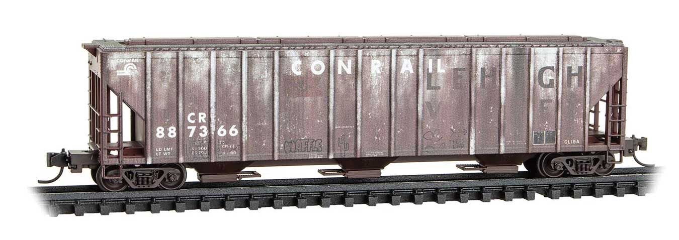 Micro Trains N 9944400 Evans 100-Ton 3-Bay Covered Hopper - Conrail #887399 (Weathered, Ex-Lehigh Valley, gray/rust, graffiti Series #3)