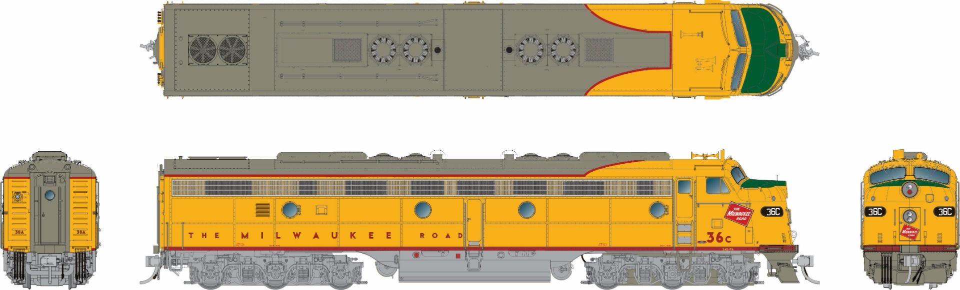 Rapido 028321 HO EMD E8A w/HEP (DC/Silent): Milwaukee Road - 1955 UP Scheme: #38C