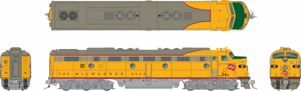 Rapido 028820 HO EMD E8A w/HEP (DC/DCC/Sound): Milwaukee Road - 1955 UP Scheme: #38A