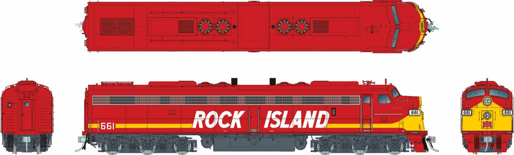 Rapido 028822 HO EMD E8A w/HEP (DC/DCC/Sound): Rock Island - Red & Yellow Scheme: #660