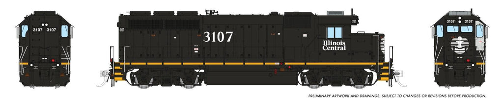 Rapido 040551 HO EMD GP40R (DC/DCC/Sound): Illinois Central - Black Scheme: #3107