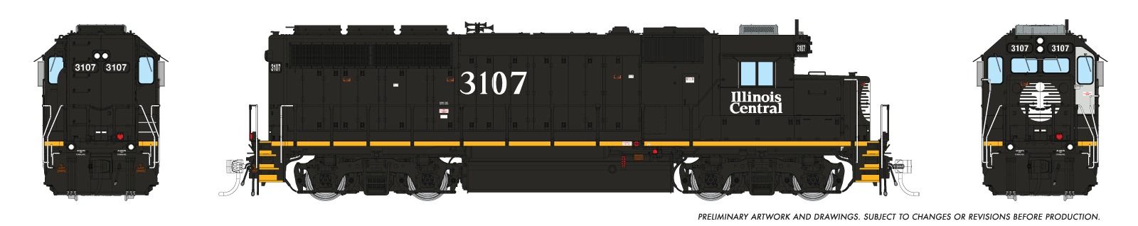 Rapido 040551 HO EMD GP40R (DC/DCC/Sound): Illinois Central - Black Scheme: #3107