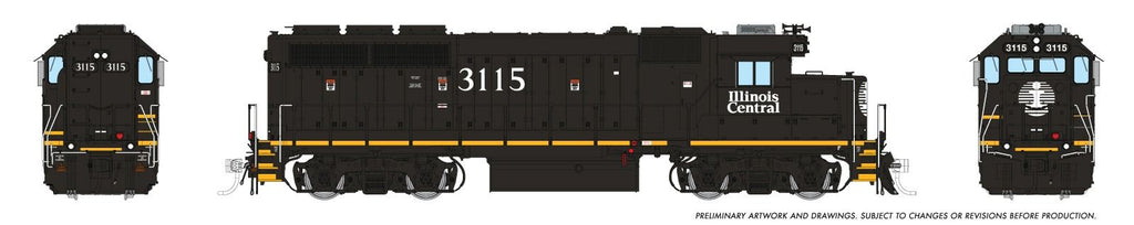 Rapido 040553 HO EMD GP40R (DC/DCC/Sound): Illinois Central - Black Scheme: #3115