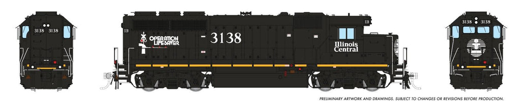 Rapido 040554 HO EMD GP40R (DC/DCC/Sound): Illinois Central - Black Scheme: #3138