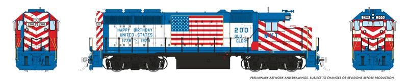 Rapido 040559 HO EMD GP40 (DC/DCC/Sound): MKT - Bicentennial Scheme: #200