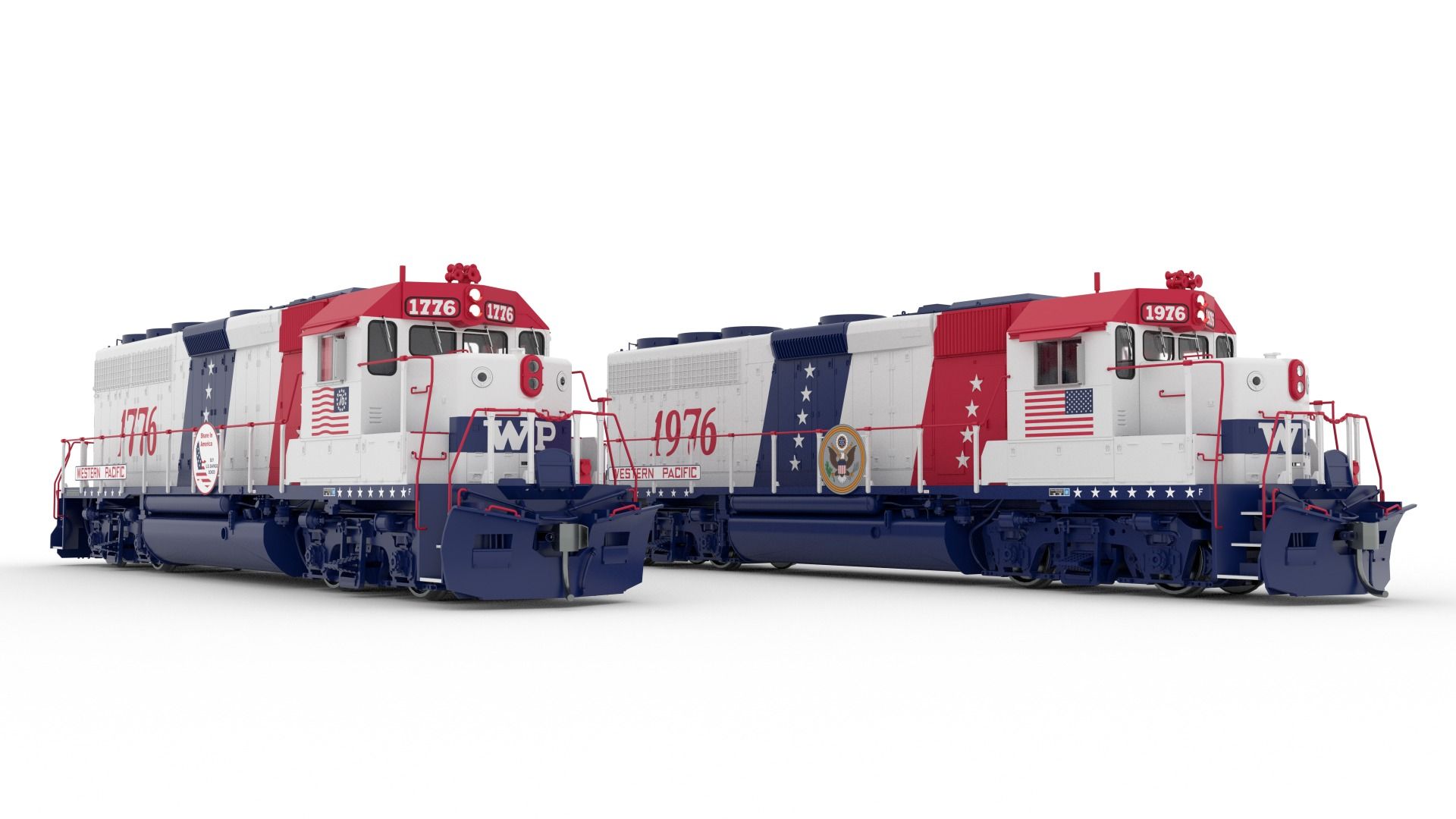 Rapido 040560 HO EMD GP40 (DC/DCC/Sound): Western Pacific - Bicentennial: #1776 + 1976