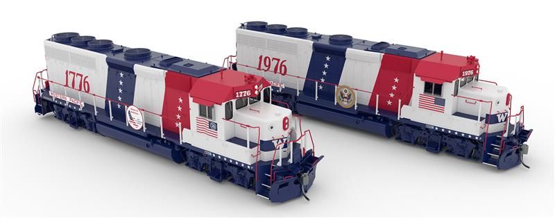 Rapido 040560 HO EMD GP40 (DC/DCC/Sound): Western Pacific - Bicentennial: #1776 + 1976