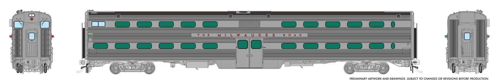 Rapido 145013 HO Gallery Commuter Car: Milwaukee Road: Set #3 (Cab: 386 Coaches: 315, 331)