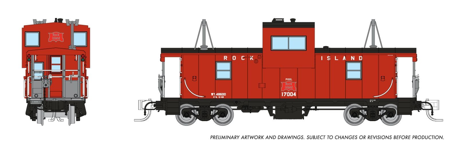 Rapido 510037 N Wide Vision Caboose: Rock Island: #17004