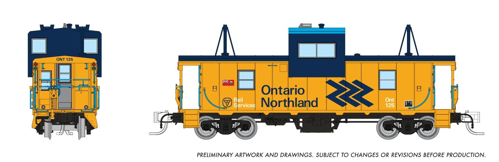 Rapido 510060 N Wide Vision Caboose: Ontario Northland - Chevron: #125