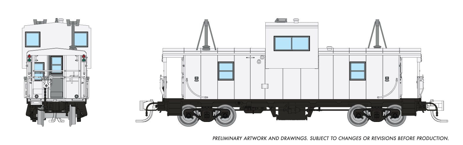 Rapido 510097 N Wide Vision Caboose: Painted, Unlettered - White