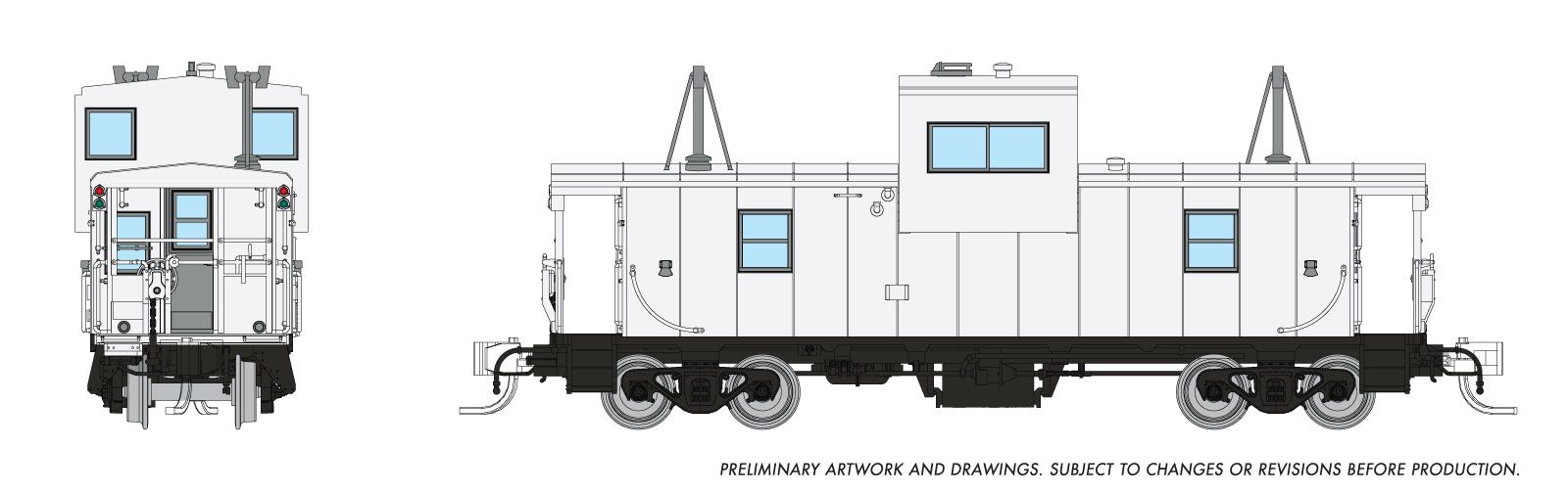 Rapido 510097 N Wide Vision Caboose: Painted, Unlettered - White