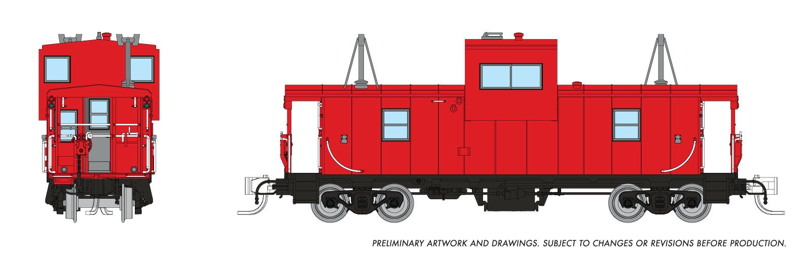 Rapido 510099 N Wide Vision Caboose: Painted, Unlettered - Red