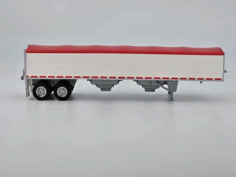 HO Logistics Replicas HO 468 39' Covered Grain Trailer - Assembled - White with Red Tarp