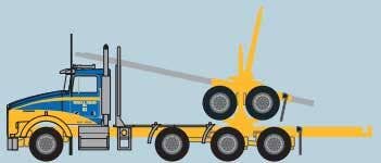 Trainworx N 48087 Kenworth T800 Log Truck with Trailer - Assembled - Ireland Trucking (yellow, blue)