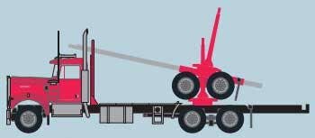 Trainworx N 49083 Kenworth W900 Log Truck with Trailer - Assembled - Red, Black