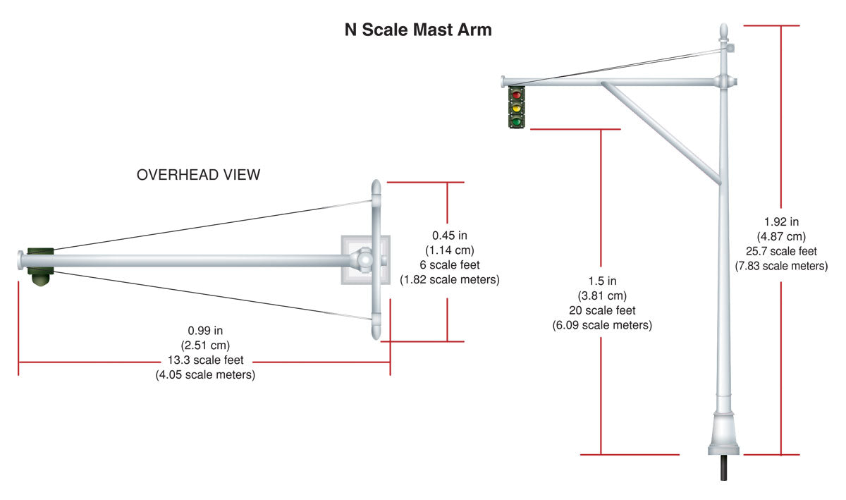 Woodland Scenics 5637 Mast Arm Traffic Lights (N)