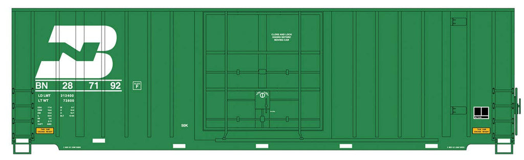 Intermountain HO 4130001 Gunderson 50' Hi-Cube Plug-Door Boxcar Modern Ends - Value Line - Burlington Northern (90s Scheme, Cascade Green, white)