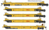Walthers HO 55634 Thrall 5-Unit Rebuilt 40' Well Car - TTX DTTX #748410 A-E (yellow, black, large red logo, yellow conspicuity stri