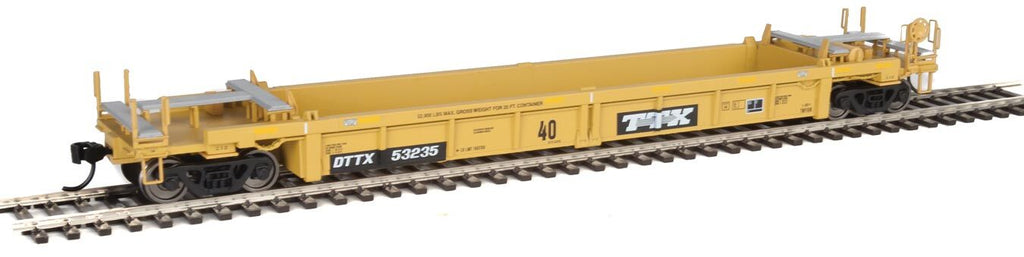 Walthers HO 5632 Thrall Rebuilt 40' Well Car - Trailer-Train DTTX #53235 (yellow, black; Black & White Logo)