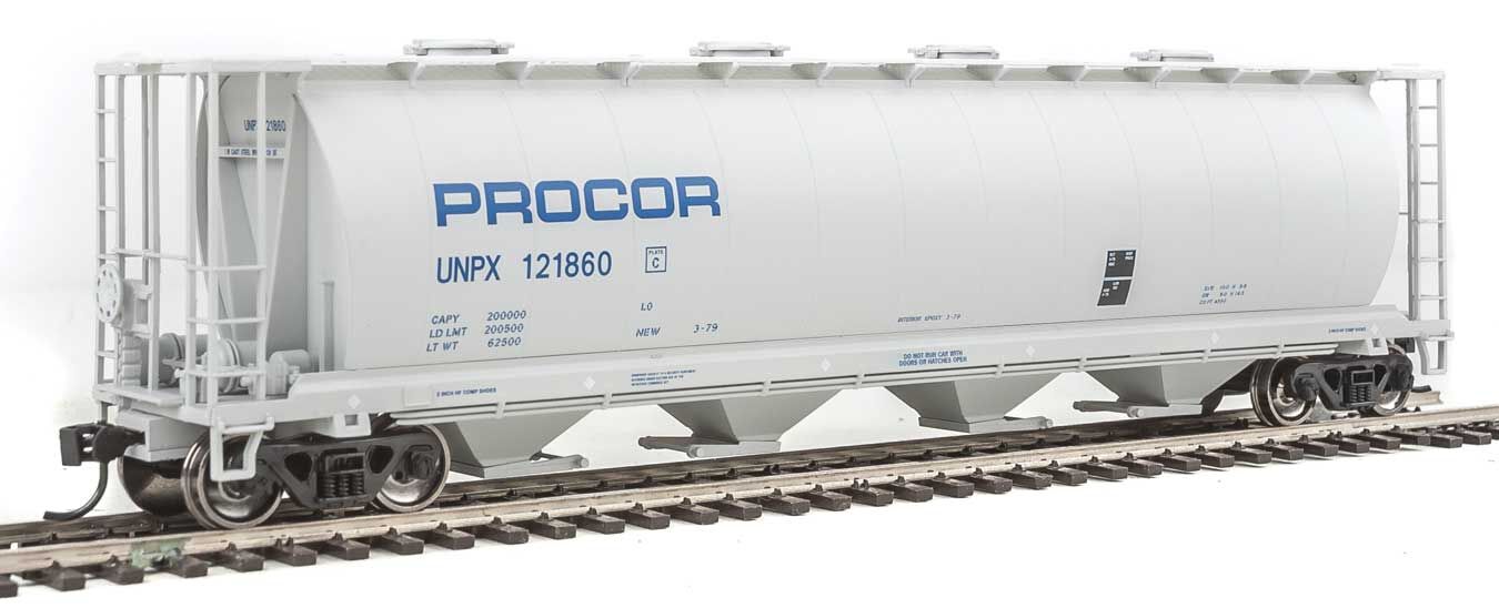 Walthers HO 7319 59' Cylindrical Hopper - Procor UNPX #121860 (gray, blue)