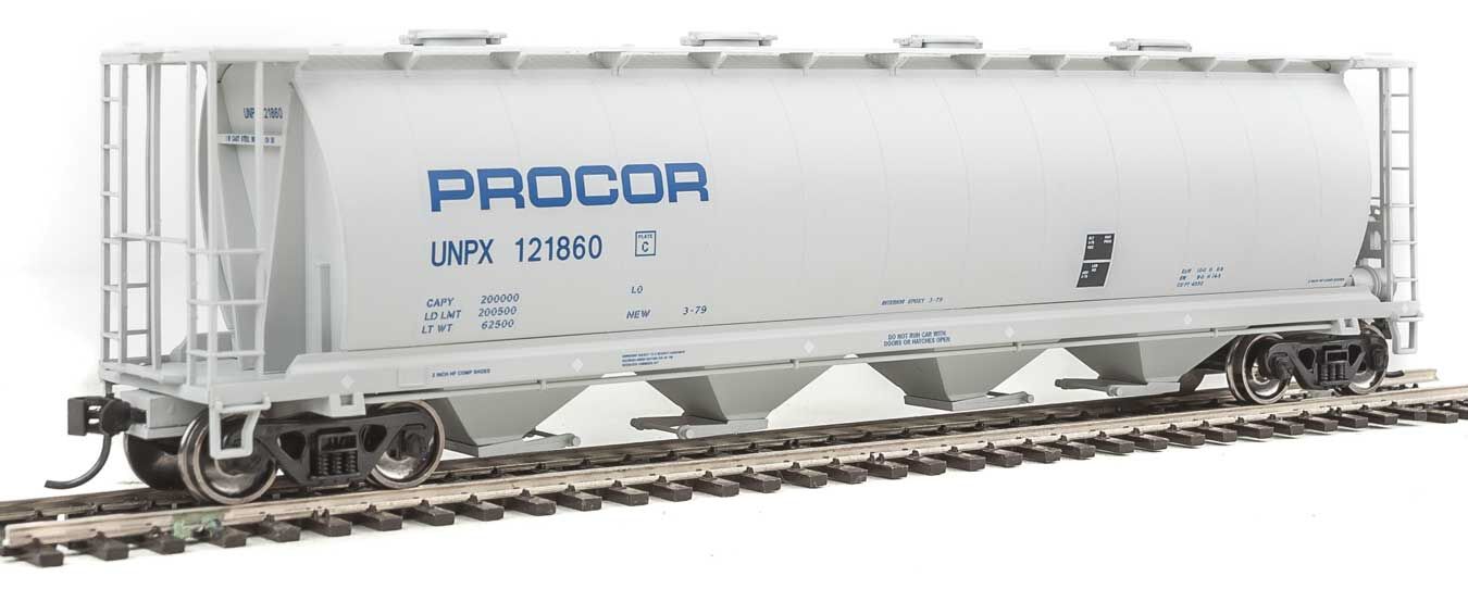 Walthers HO 7319 59' Cylindrical Hopper - Procor UNPX #121860 (gray, blue)