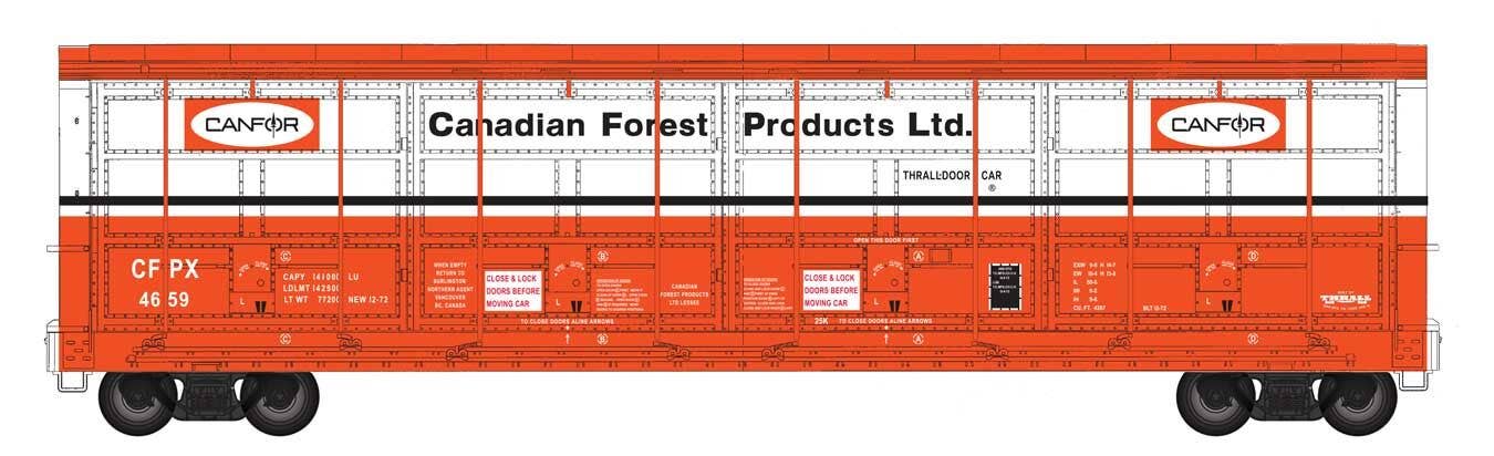 Walthers HO 101945 Proto 56' Thrall All-Door Boxcar - Canfor (Red) #4659