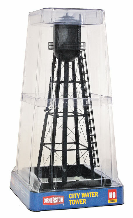 Walthers Cornerstone 2825 City Water Tower - Built-ups -- Assembled - Black - 3-3/4 x 3-3/4 x 11" 9.3 x 9.3 x 27.5cm