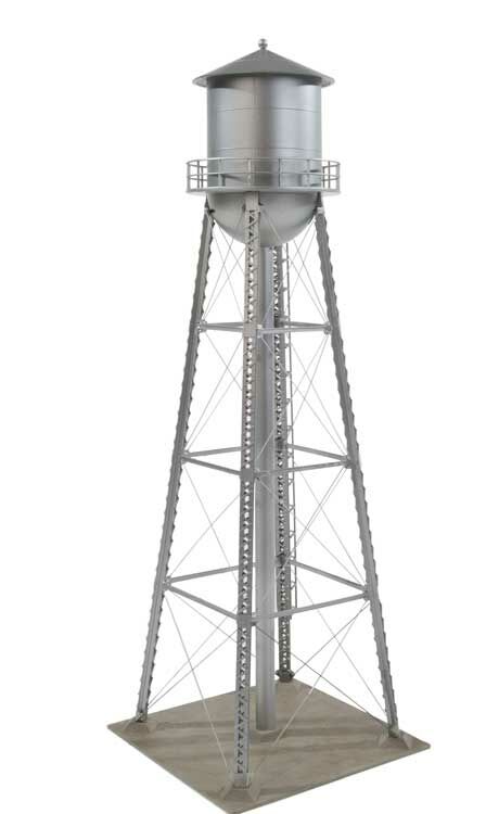 Walthers Cornerstone 2826 City Water Tower - Built-ups -- Assembled - Silver - 3-3/4 x 3-3/4 x 11" 9.3 x 9.3 x 27.5cm