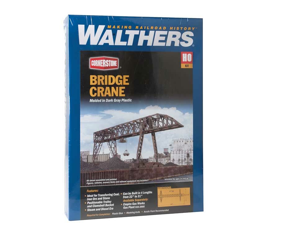 Walthers Cornerstone 2906 Bridge Crane -- Kit - 10-1/4 x 9" 26 x 22.9cm; Variable Length