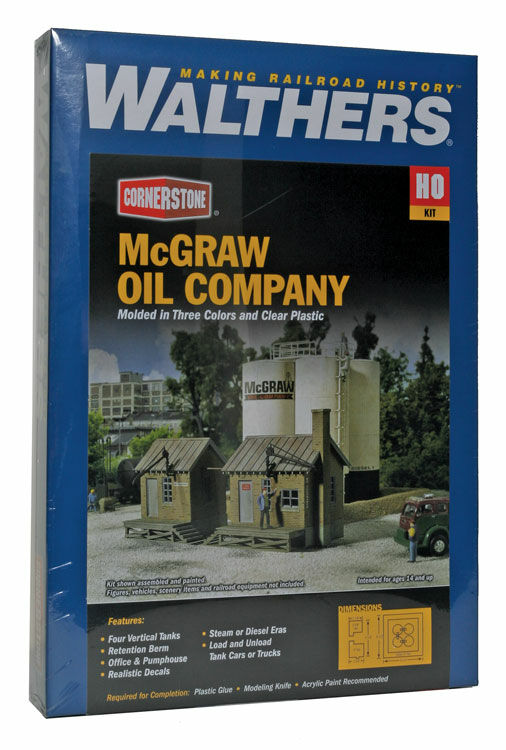 Walthers Cornerstone 2913 McGraw Oil Company -- Kit - 6-1/2 x 8-7/8 x 5" 16.5 x 22.5 x 12.7cm