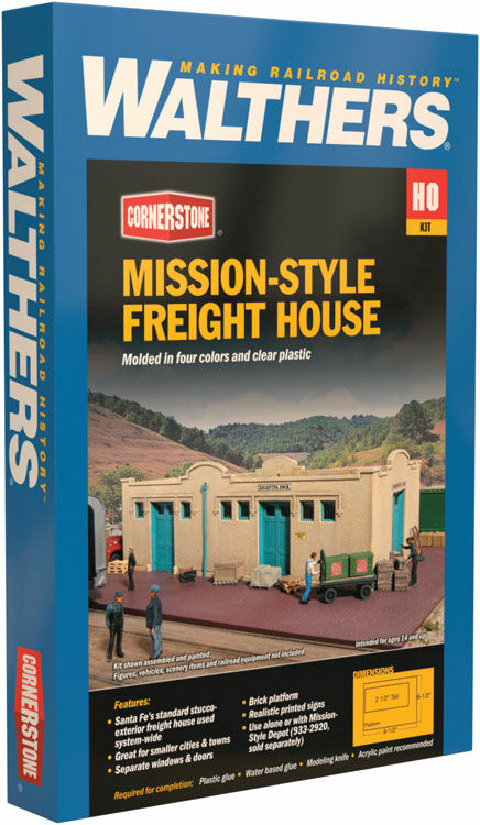 Walthers Cornerstone 2921 Mission-Style Freight House -- Kit - 9-1/2 x 6-1/2 x 2-1/2" 24.1 x 16.5 x 6.3cm