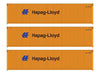 Walthers HO 18252 40' Fully Corrugated Container - 3-Pack - HAPAG-LIOYD