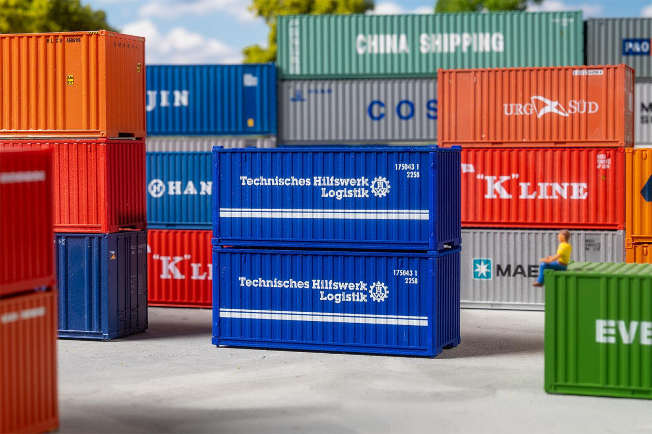 Faller 182005 HO 20' Container THW, set of 2