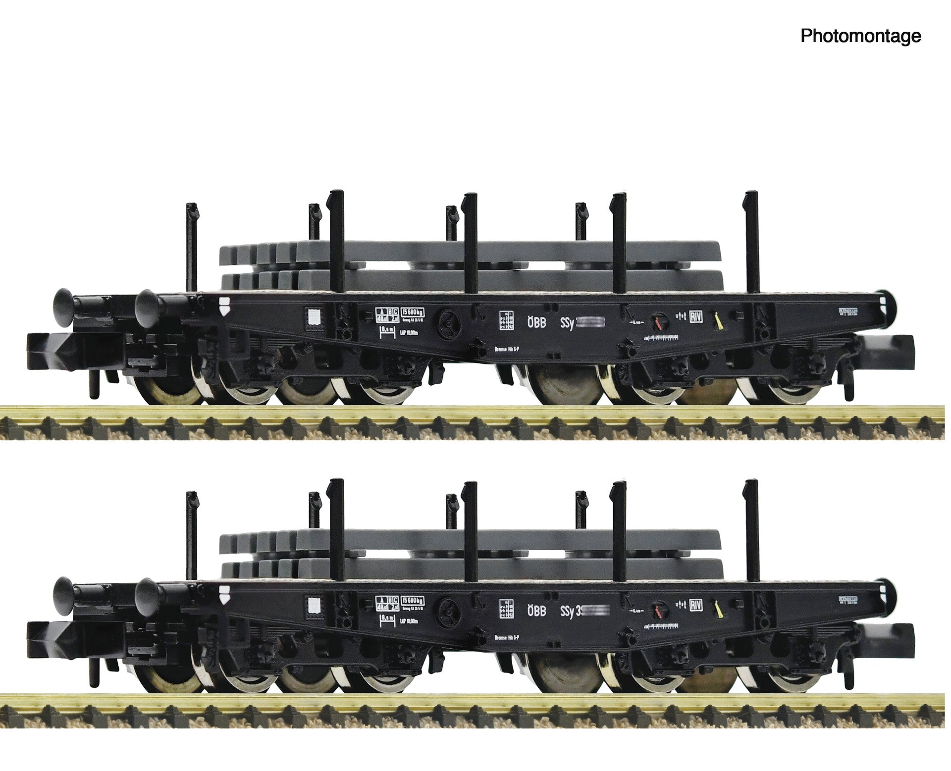 Fleischmann 6660134 N 2 piece set: Heavy-duty flat wagons, ÖBB