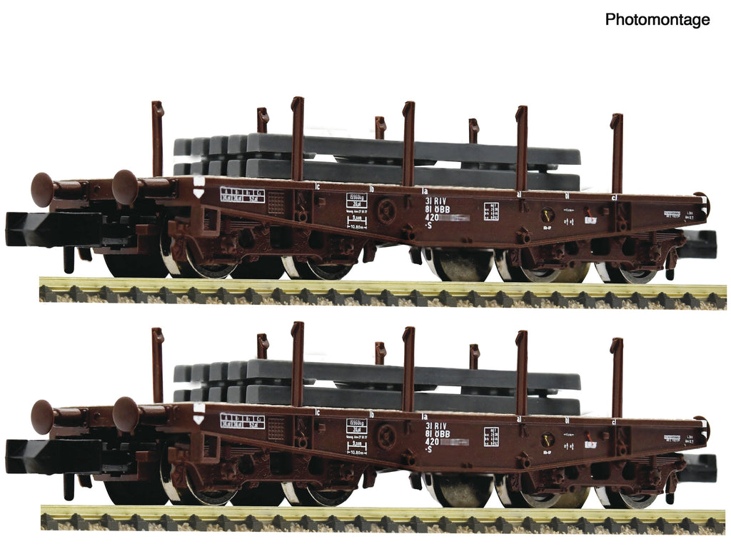 Fleischmann 6660135 N 2 piece set: Heavy-duty flat wagon, ÖBB