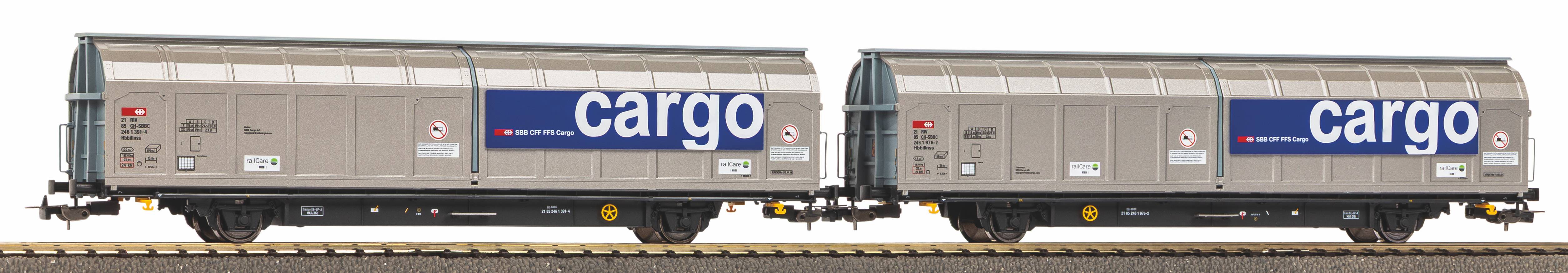 PIKO 28309 HO Set of 2 sliding wall wagons Hbbillnss CH-SBB C/Railcare Ep. VI - DC (Piko Expert)