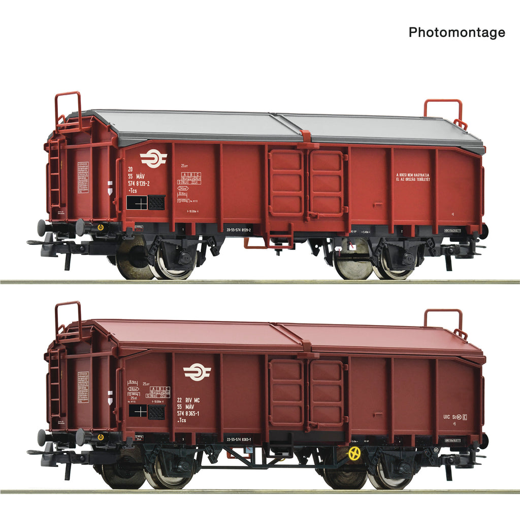Roco 6600116 HO 2 piece set: sliding roof wagons, MAV