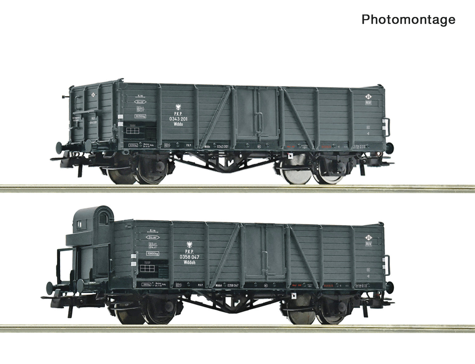 Roco 6600216 HO 2 piece set: Open goods wagons, PKP
